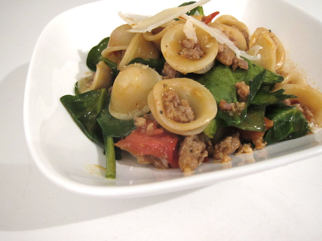 My favorite friend dish of 2011. Orechiette with Italian Sausage.