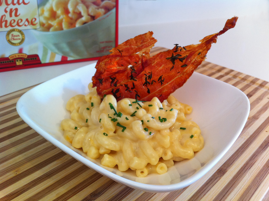 Trade Joe's frozen mac and cheese with thyme prosciutto crespelle